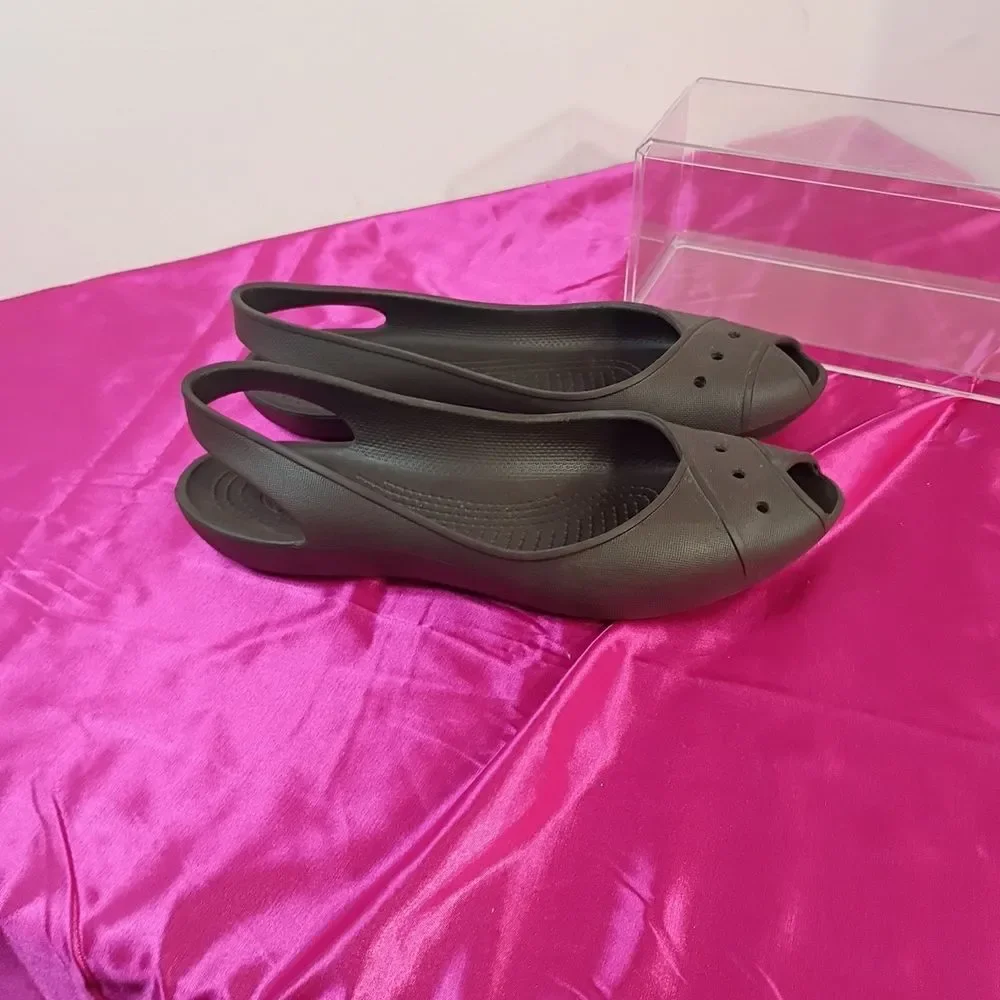 CROCS Women’s Brown Slingback Peep-Toe Sandals